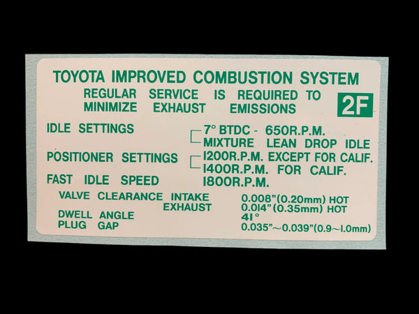 Improved Combustion Valve Cover Decal for '75 to '78 Land Cruiser