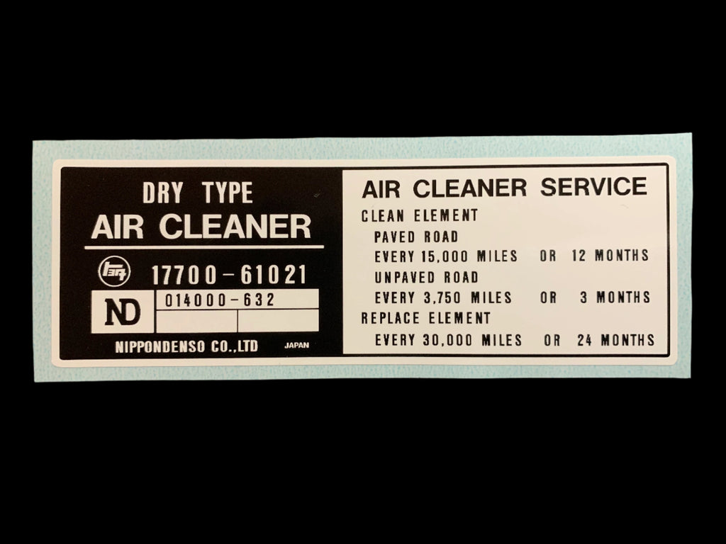 Air Cleaner Decal for '78 Land Cruiser FJ40 FJ45 FJ55