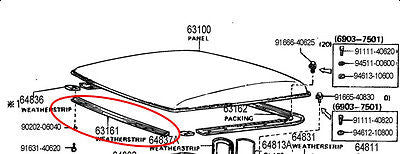 Front Roof Weatherstrip for '66 to '84 Land Cruiser FJ40 FJ45