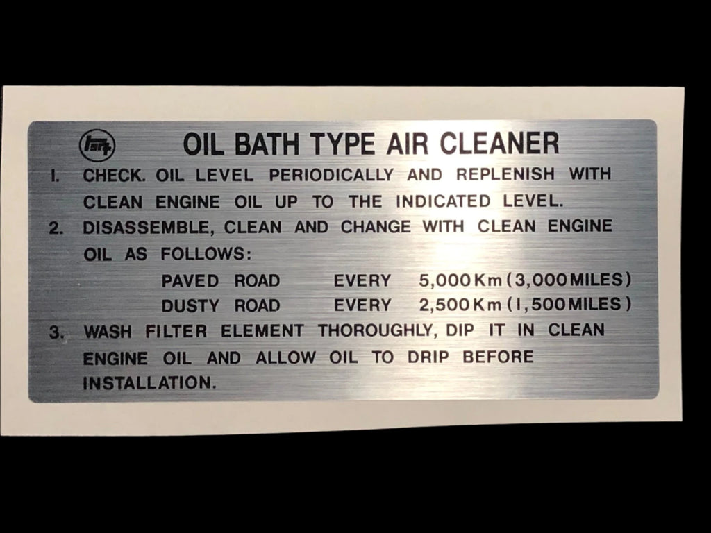 Oil Bath Air Cleaner Decal for Land Cruiser FJ40