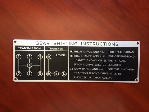 5 Speed Gear Shift Instruction Plate for Land Cruiser FJ40