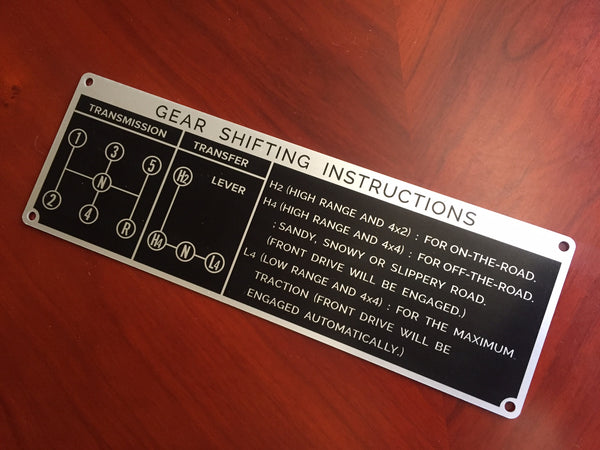 5 Speed Gear Shift Instruction Plate for Land Cruiser FJ40 – City