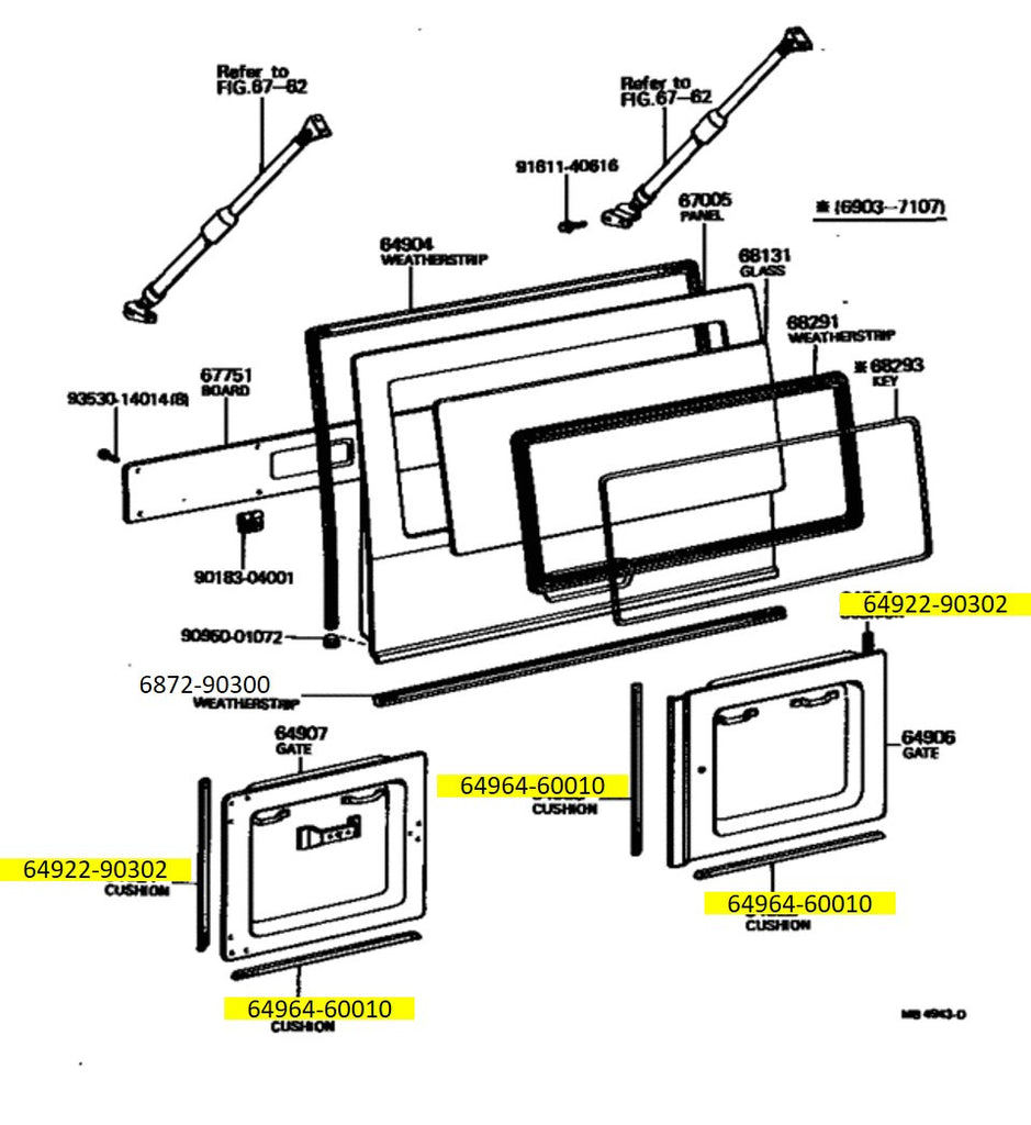 Rear Swing Out Gate Weatherstrip Kit for '74 and Earlier Land Cruiser FJ40