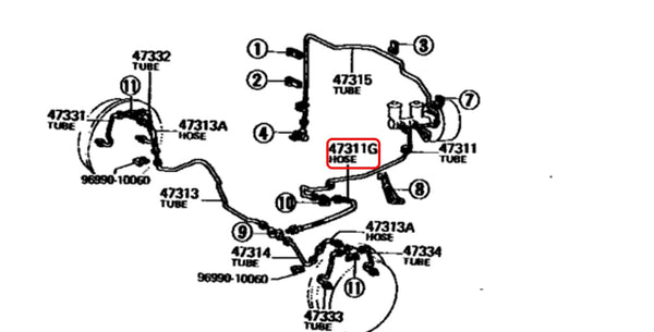 Front Center Brake Hose for '71 to '74 Land Cruiser FJ40 – City Racer LLC