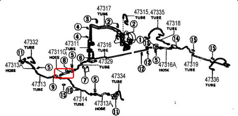 Brake Line Routing Fj40 OEM Front Center Brake Hose for '76 to '84 Land Cruiser FJ40, FJ45, FJ ...