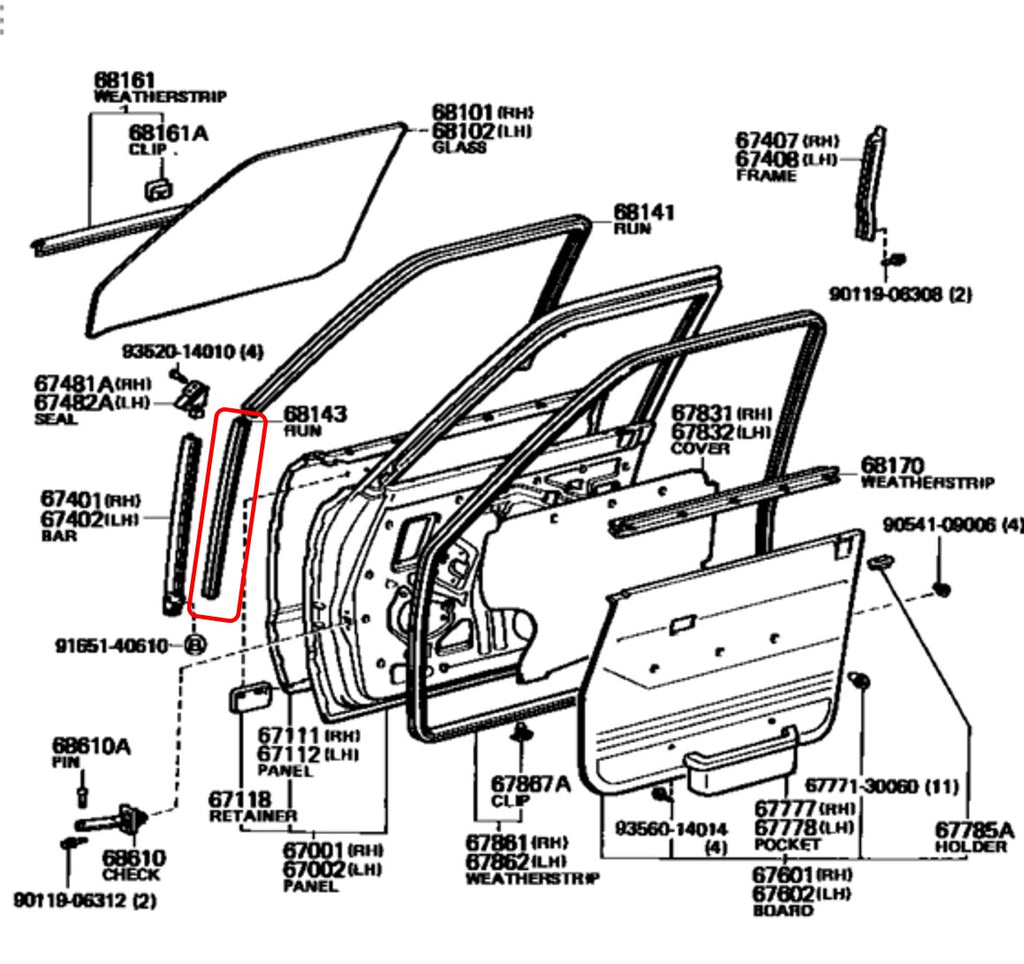 Front Door Glass Run Module Loading Inimation OEM Front Door Glass Lower Run for Land Cruiser FJ60 FJ62 – City Racer LLC