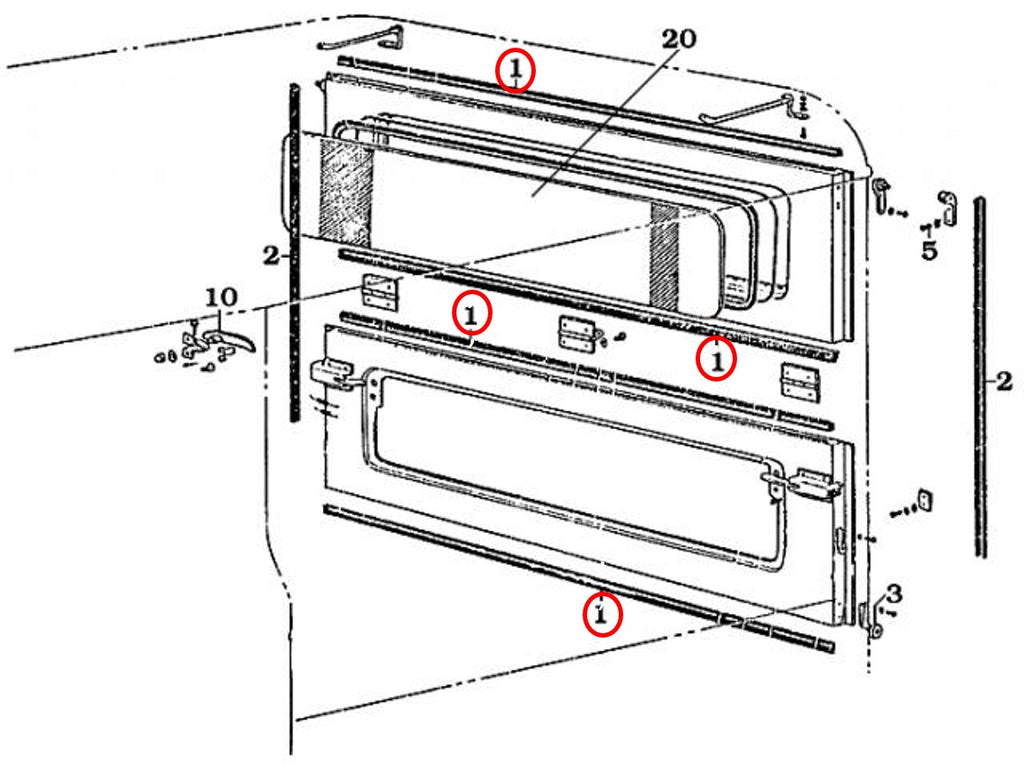 Bi-fold Door Horizontal Weatherstrip for '62 to '64 Land Cruiser FJ40