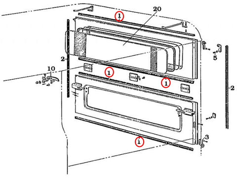 Bi-fold Door Horizontal Weatherstrip for '62 to '64 Land Cruiser FJ40