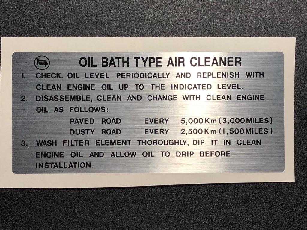 Oil Bath Air Cleaner Decal for Land Cruiser FJ40