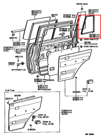 Rear Door Quarter Window Weatherstrips for Land Cruiser FJ60 FJ62 - LH ...