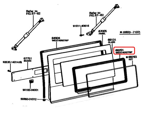 Rear Hatch Window Glass Weatherstrip for Land Cruiser FJ40