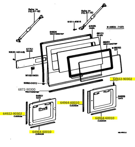 Rear Swing Out Gate Weatherstrip Kit for '74 and Earlier Land Cruiser FJ40
