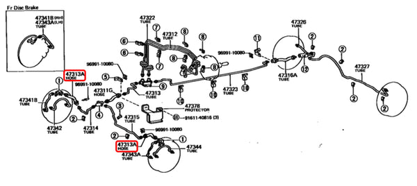 Brake Line Routing Fj40 OEM Front Brake Hoses for '81 and Later Toyota Land Cruiser FJ40, BJ40 ...